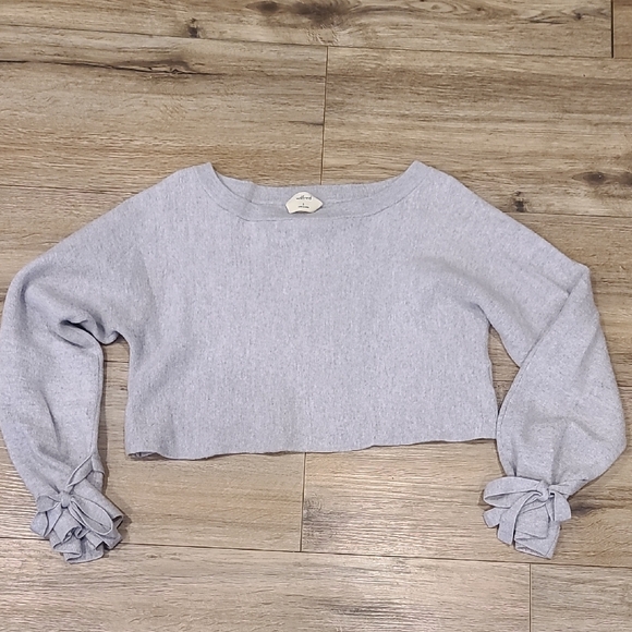 Wilfred Tops - EUC, 100% Merino Wool, Grey, Crop, Bow Cuff Sz Small